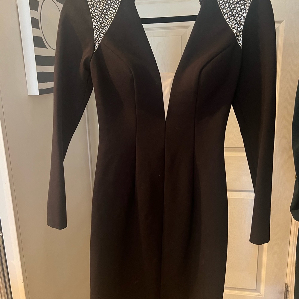 Elegant Sherri Hill black cocktail Dress with crystal Accents